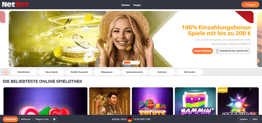 NetBet Casino Hauptseite