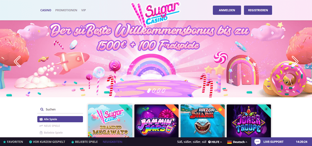 Sugar Casino Hauptseite