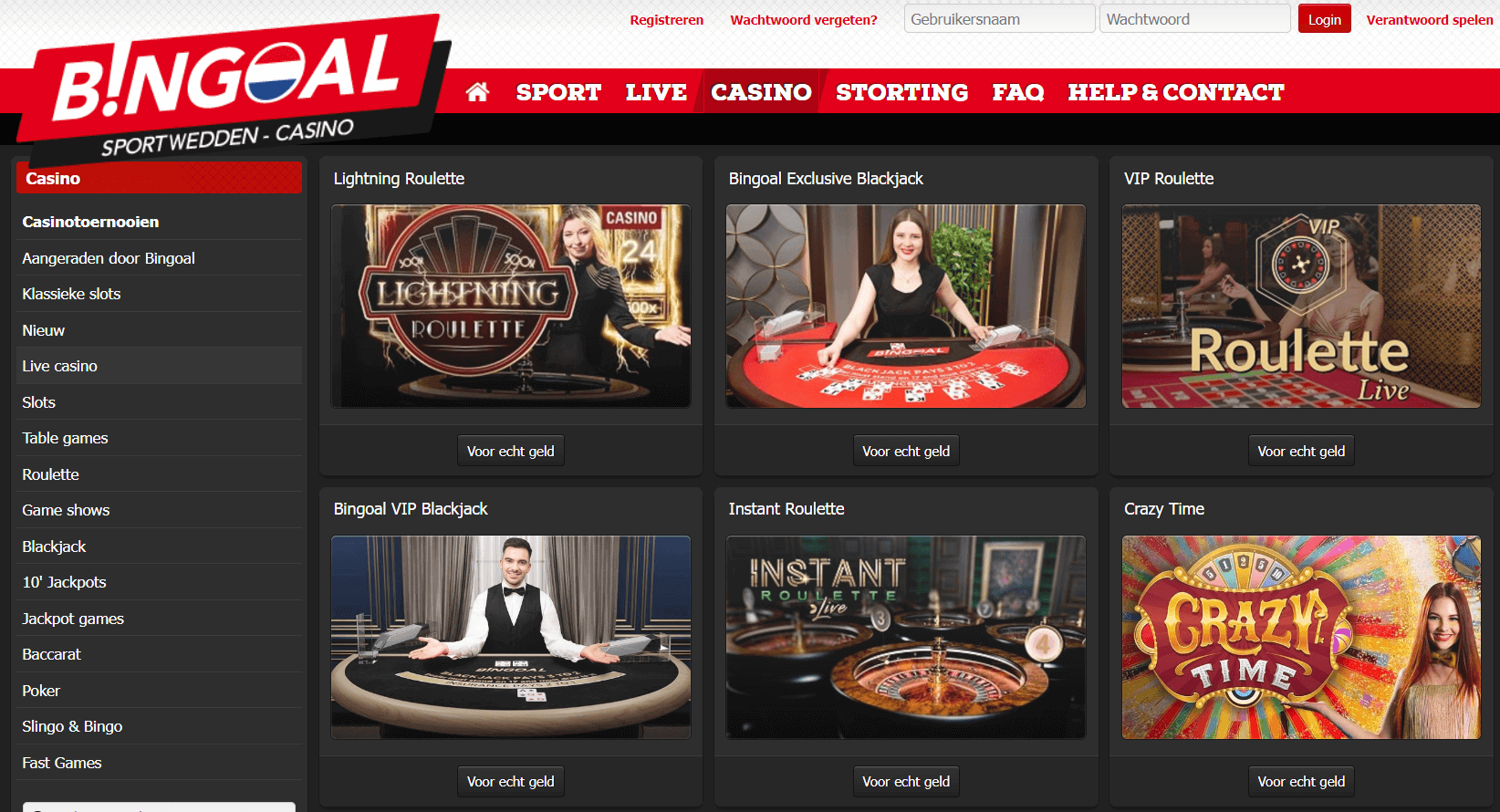 Bingoal NL Live Casino