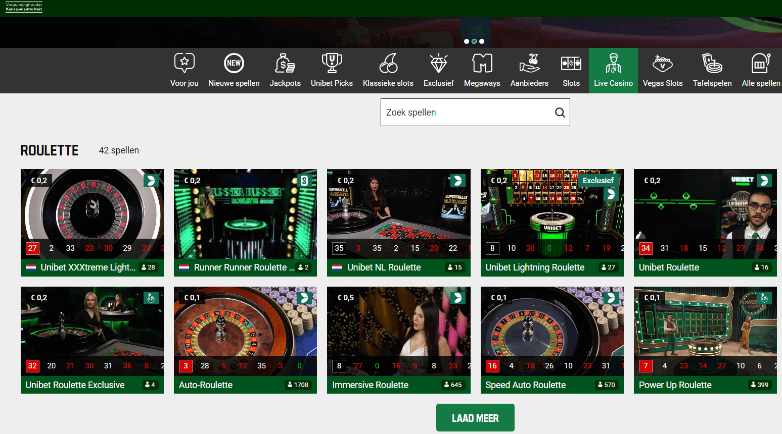 Unibet Online Live Casino