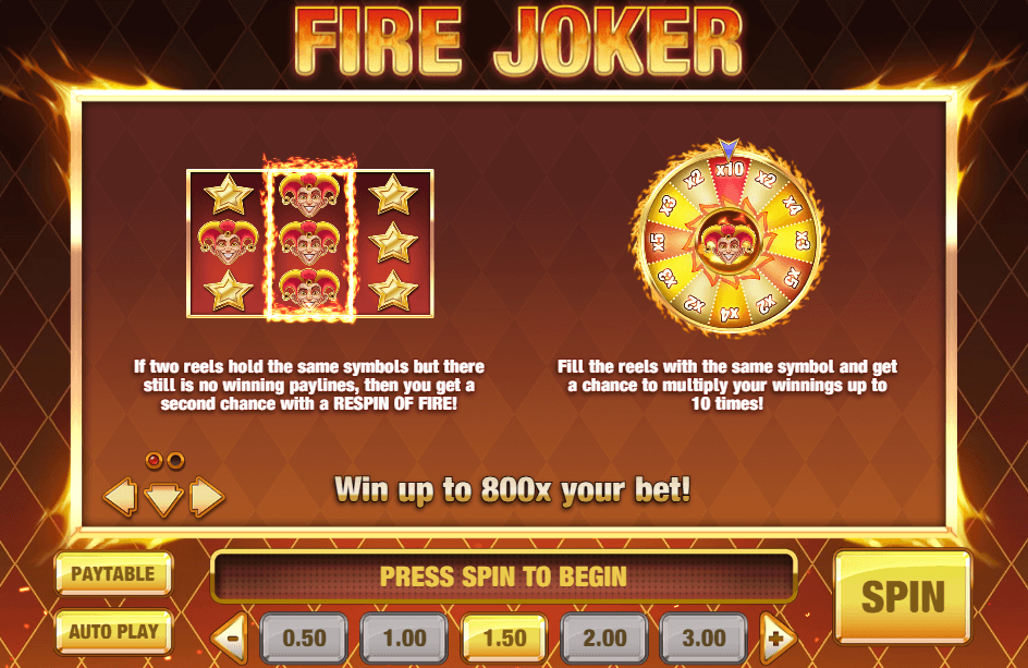 Fire Joker Paytable