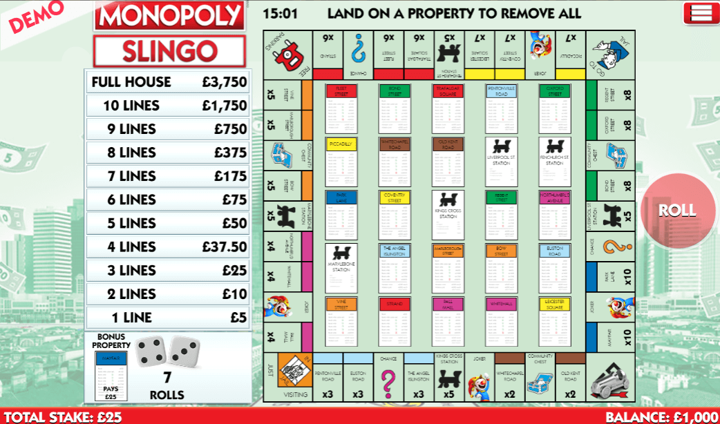 Monopoly Slingo spel