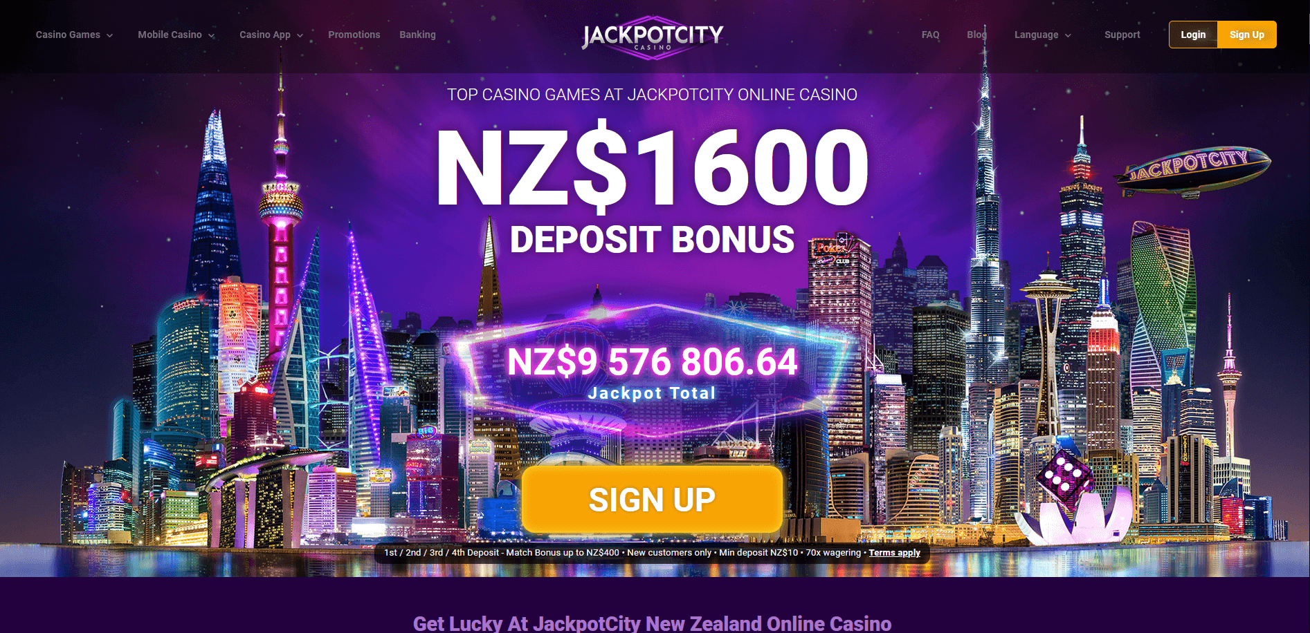 JackpotCity Casino homepage
