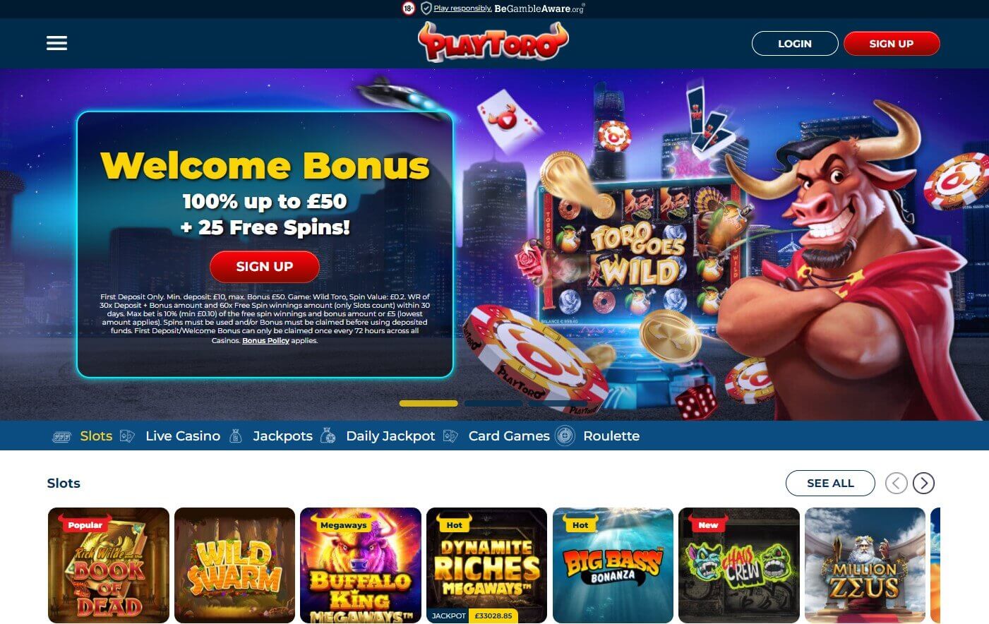PlayToro Casino website