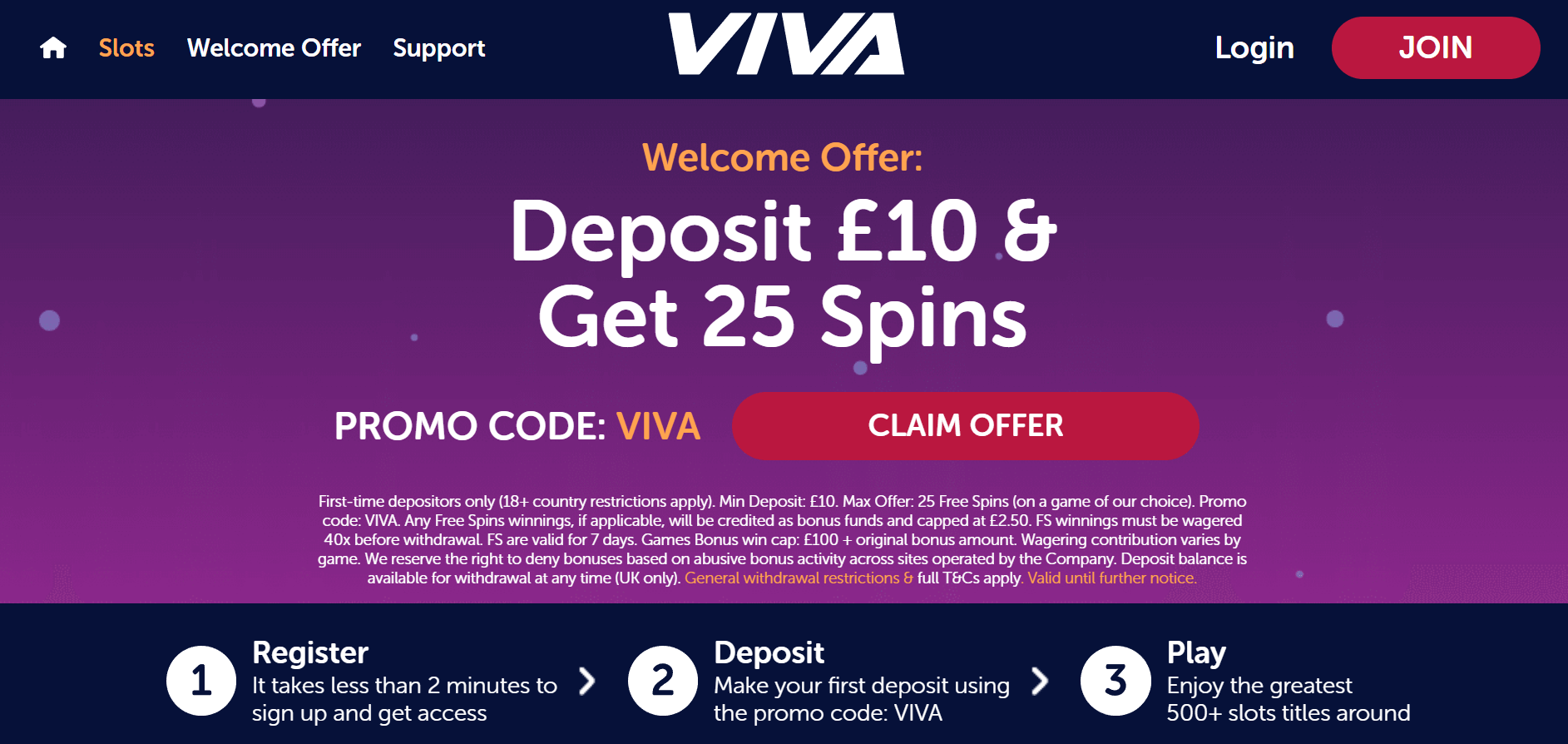 Viva Fortunes Casino website