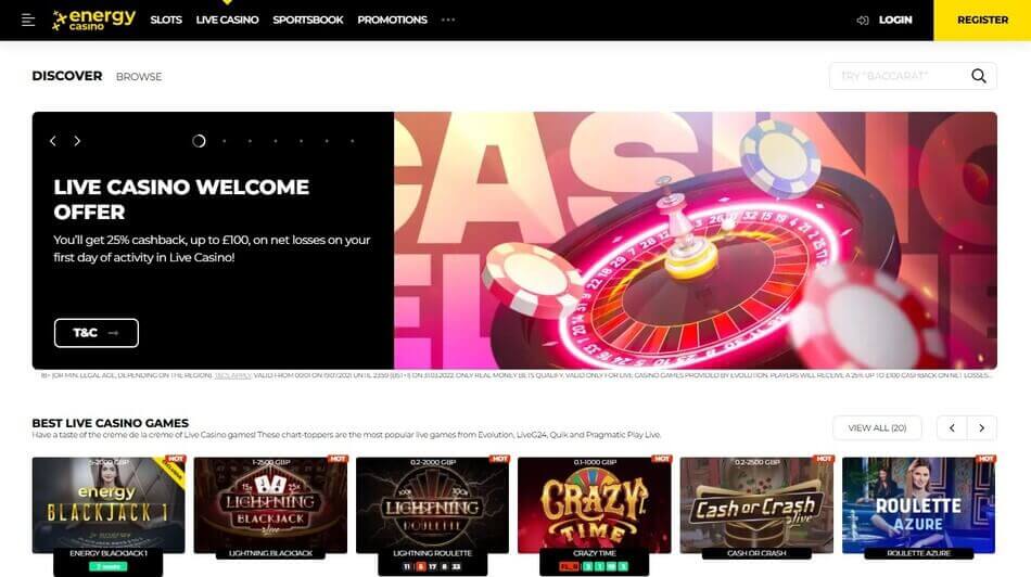 EnergyCasino welcome offer