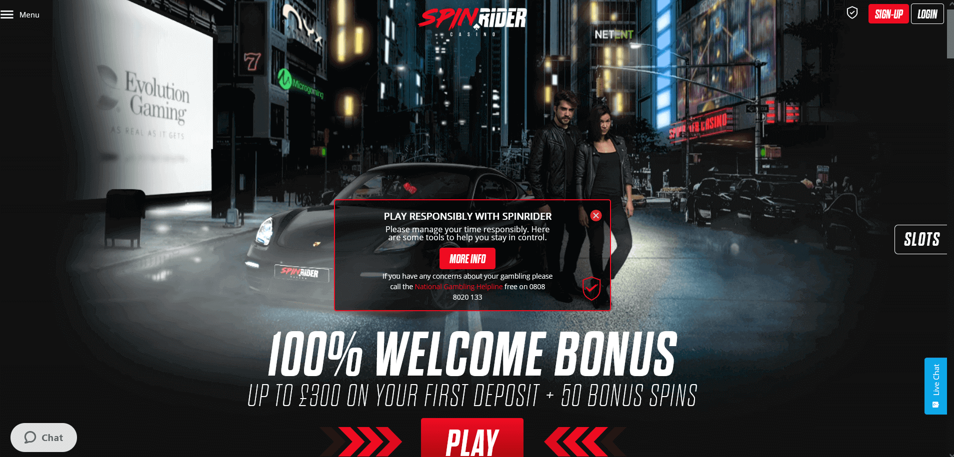 Spin Rider casino homepage
