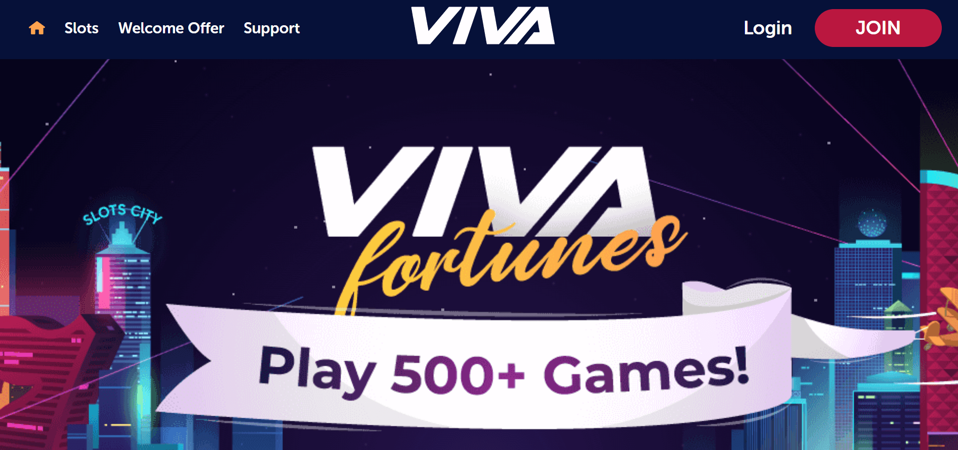 Viva Fortunes casino homepage